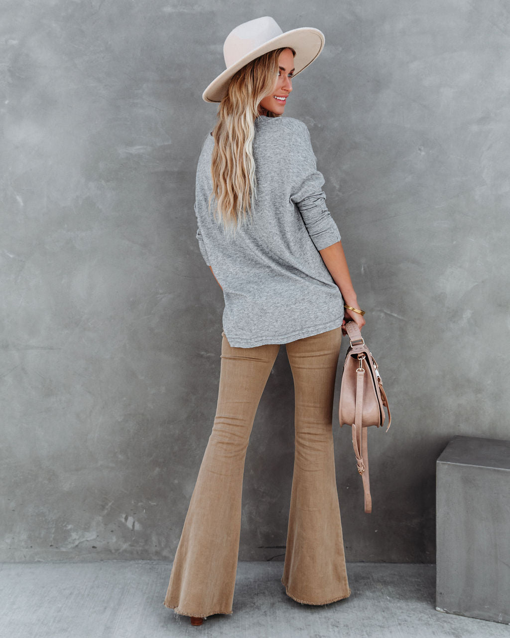 Ezra Grommet Long Sleeve Top - Heather Grey - Se7enfashion