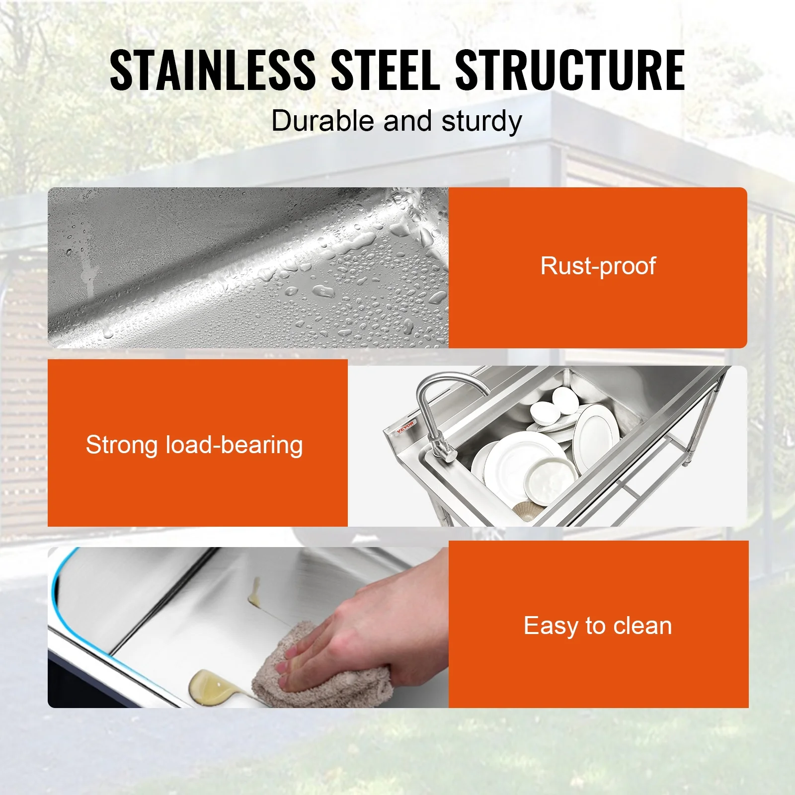 Bentism Silver Stainless Steel 39.4 x 19.1 x 37.4 inches Rectangular Single Bowl Sink - image 2