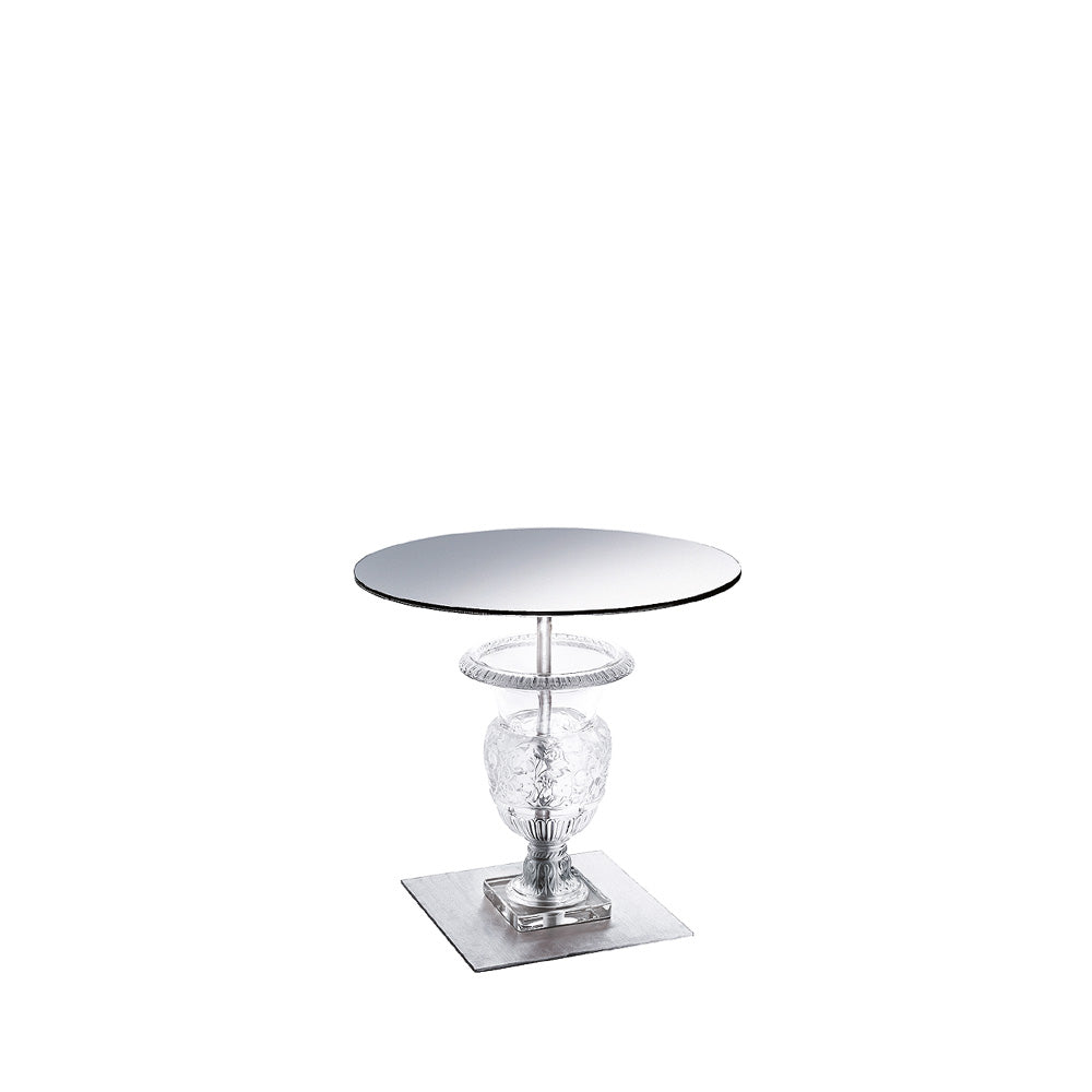 GUÉRIDON VERSAILLES - CRISTAL INCOLORE, FINITION INOX BROSSÉ