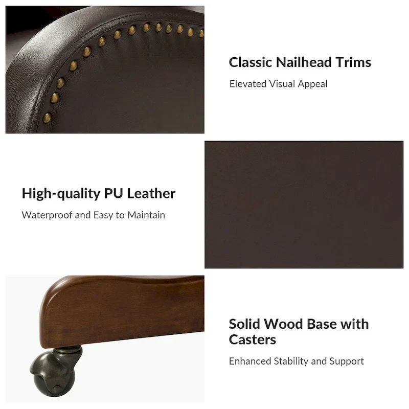HULALA HOME Pete Adjustable Height Faux Leather Swivel Executive Chair with Tilt Mechanism