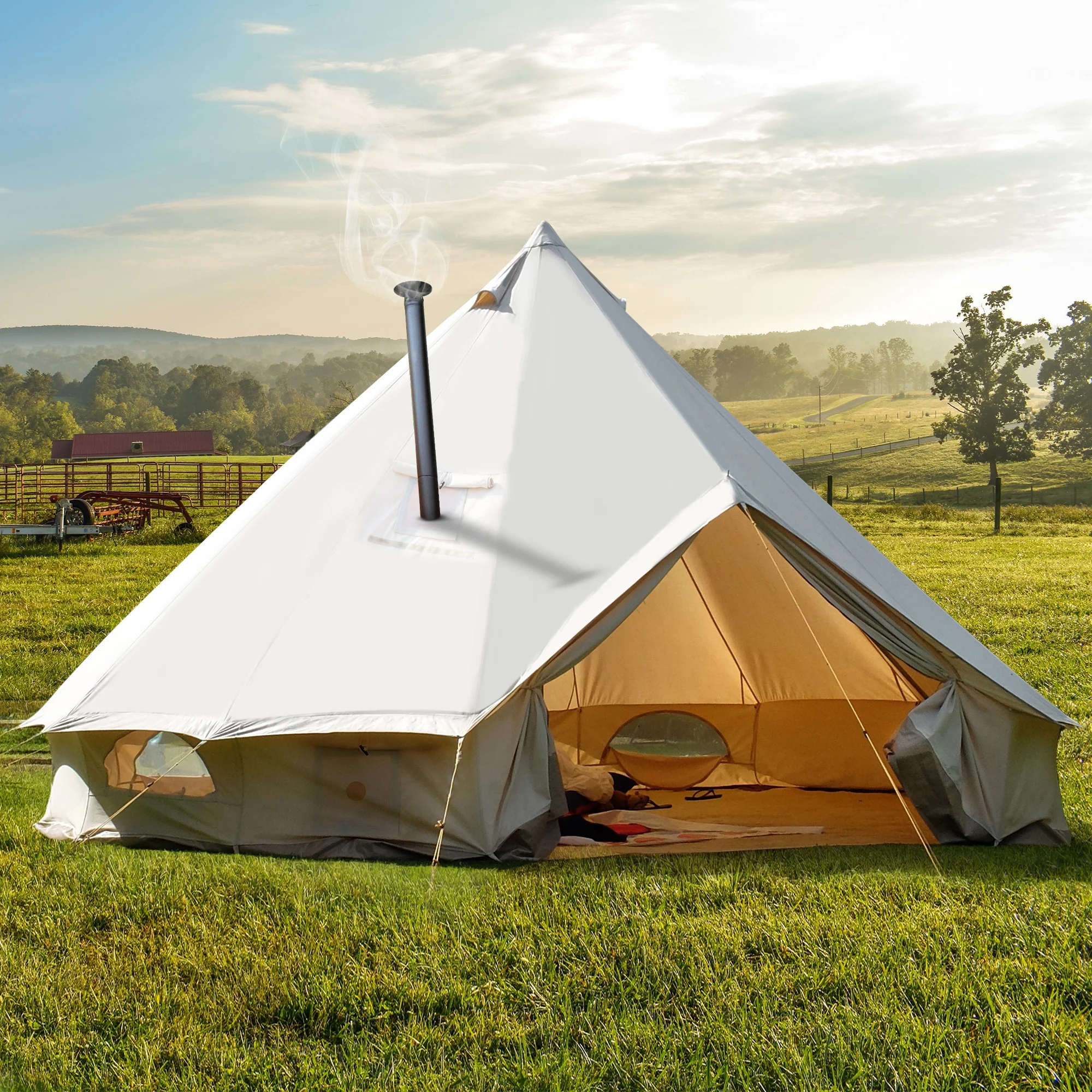 Dextrus Camping Tent with Stove Jacks & Windows for Outdoor Family Party, Camping, Picnic, Barbecue - Image 8