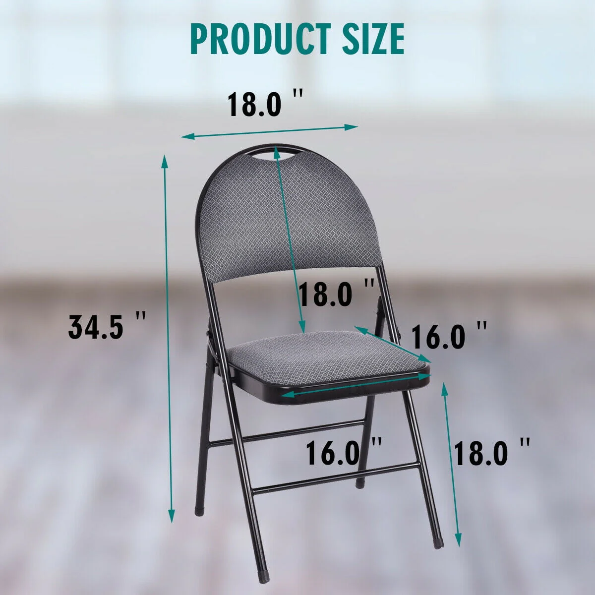 Costway Set of 6 Folding Chairs Fabric Upholstered Padded Seat Metal Frame Home Office - Image 2