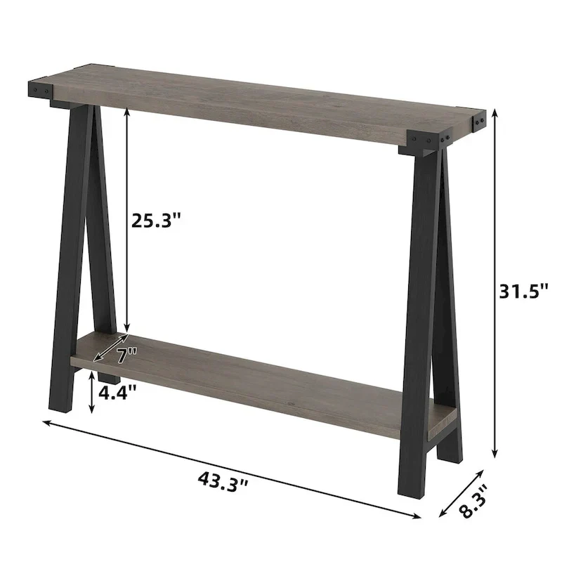 2-Tier Entryway Sofa Table with Storage Shelf