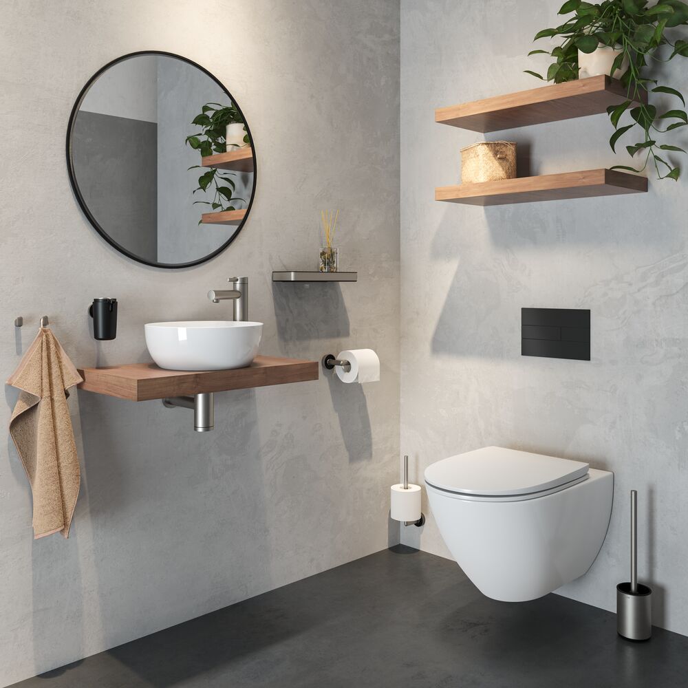 Tiger Cooper Toiletborstel met Houder Vrijstaand - RVS Geborsteld / Zw