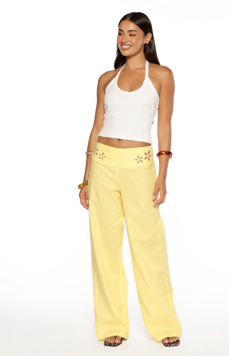 Alamara Yellow Floral Detail Wide Leg Pants - PRE ORDER