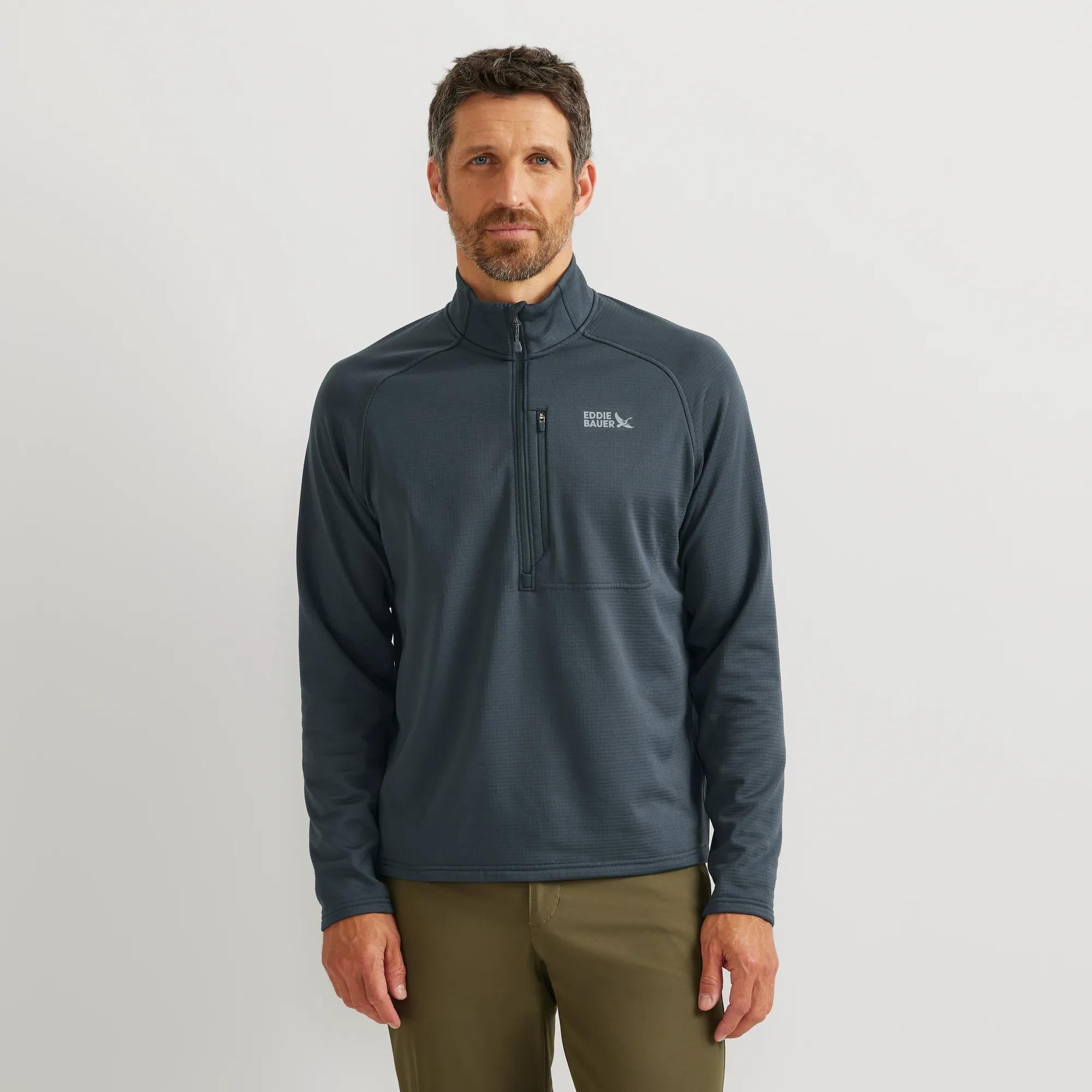 Men's High Route Grid Fleece-Lined 1/2-Zip Pullover - Eddie Bauer Outlet