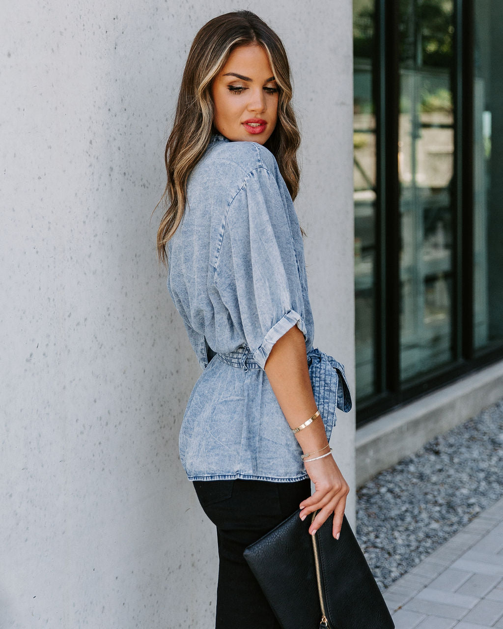 Jilly Tencel Tie Top - Washed Indigo - Se7enfashion