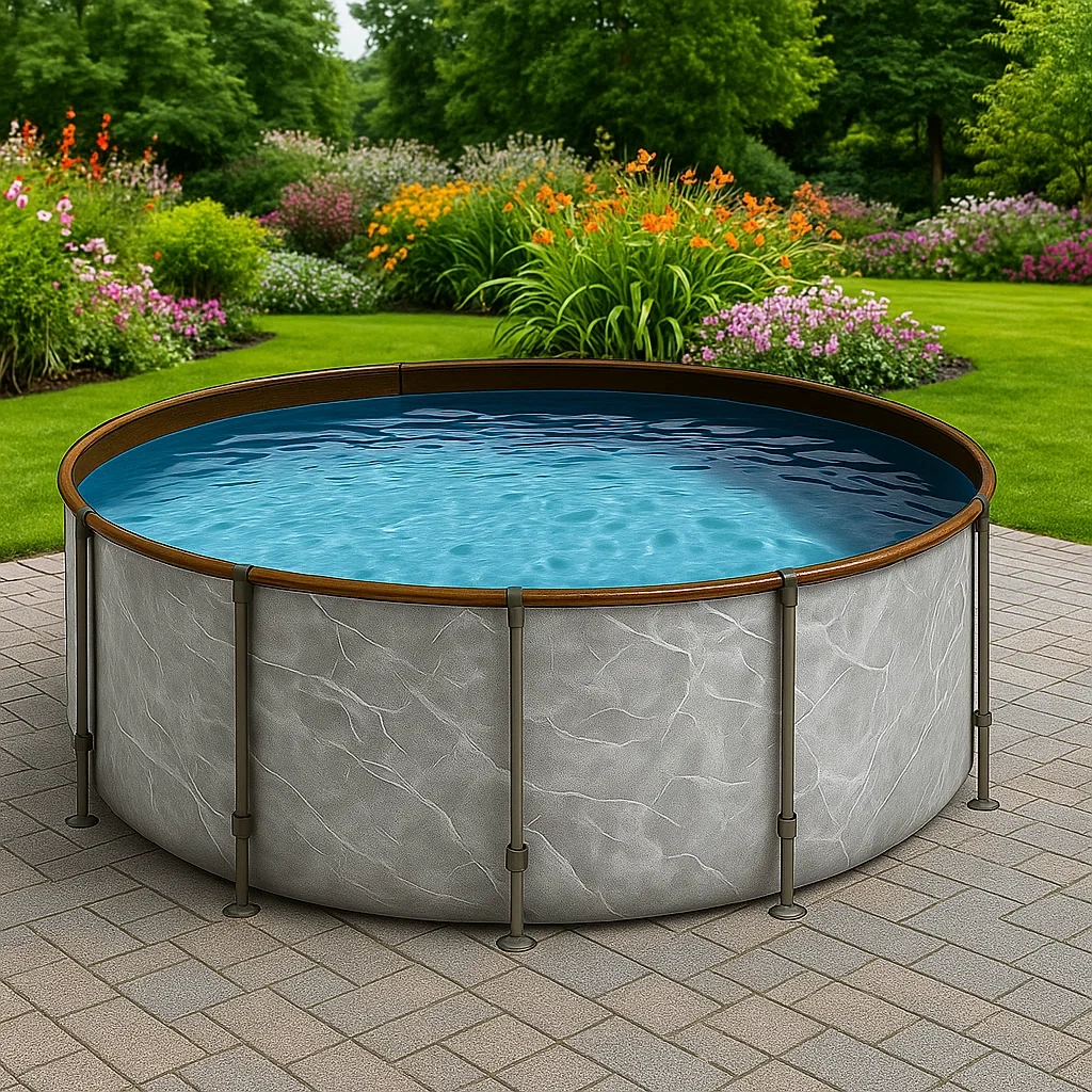 Piscina tubular redonda, diámetro 448x105 cm, incluye filtro y escalera IfRuFMb301bz