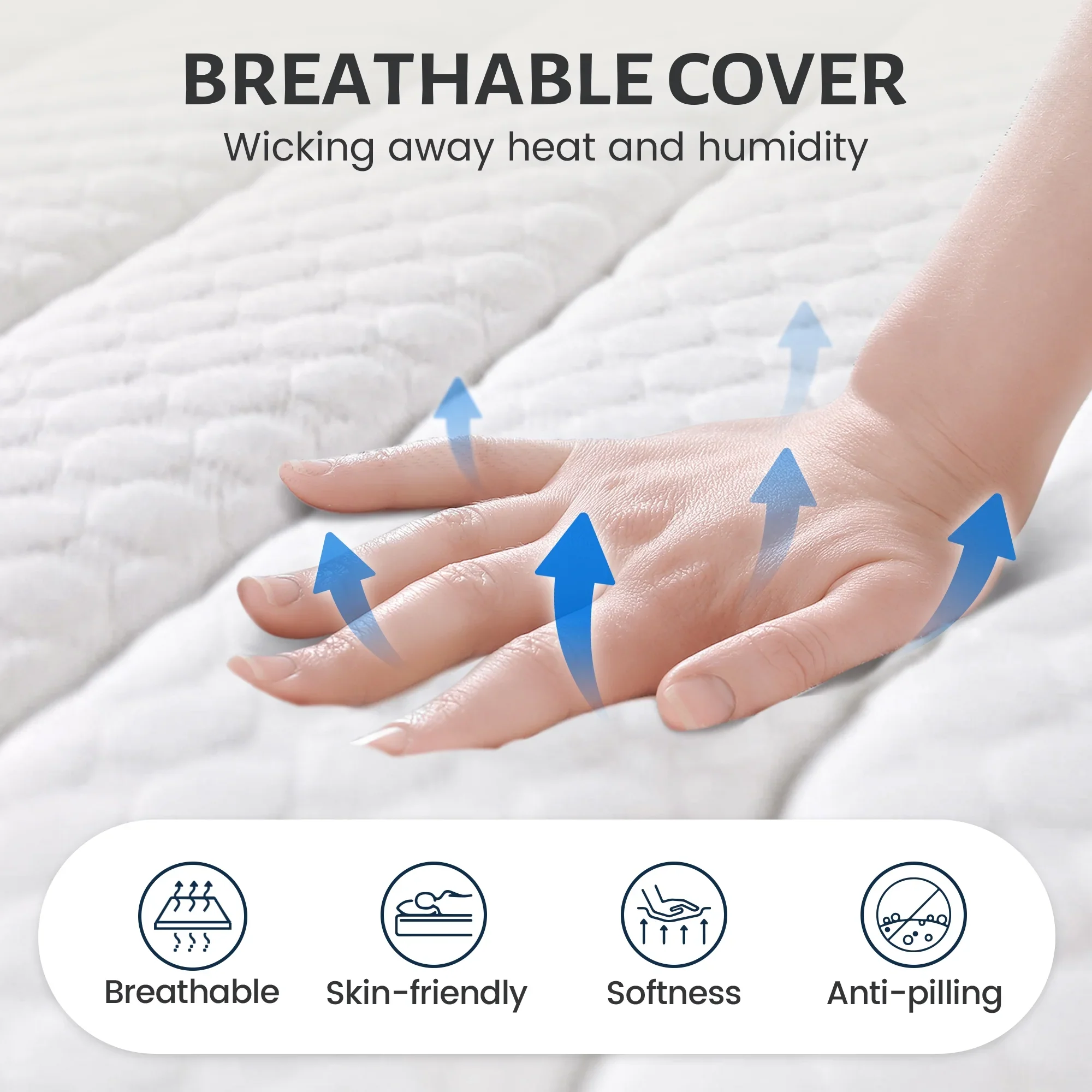 Queen Mattress 10 inch, Hybrid Queen Size Mattress in a Box, Upgrade Innerspring Mattress Queen for Pressure Relief, Medium Firm