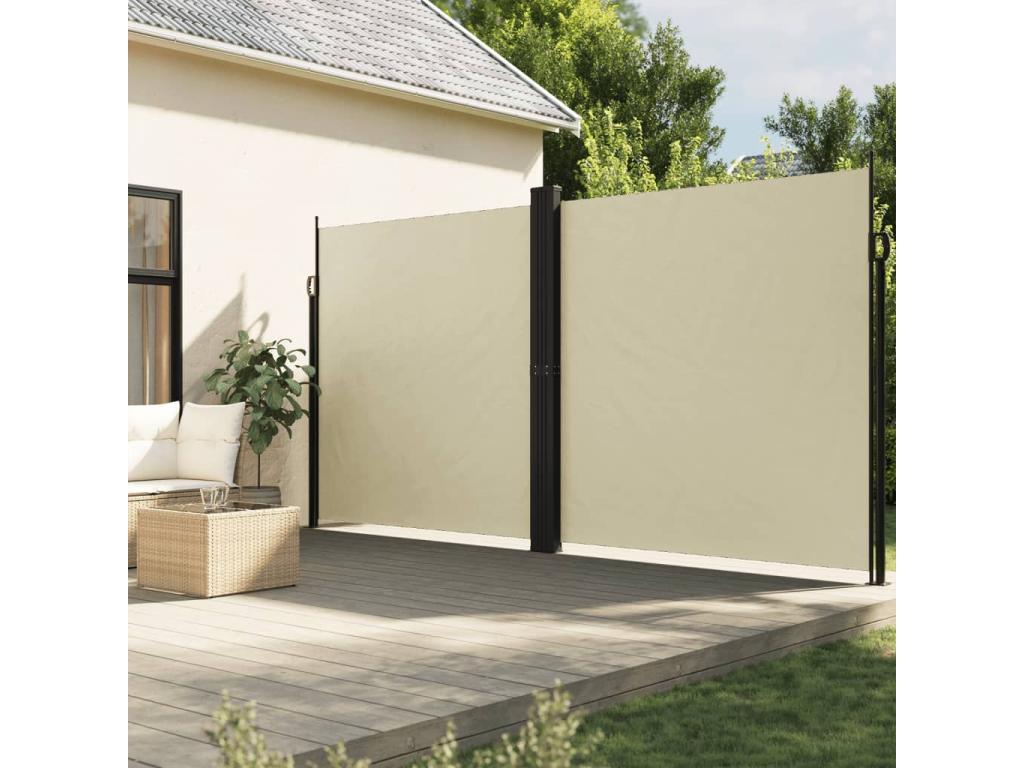 Toldo lateral retráctil color crema 220x600 cm