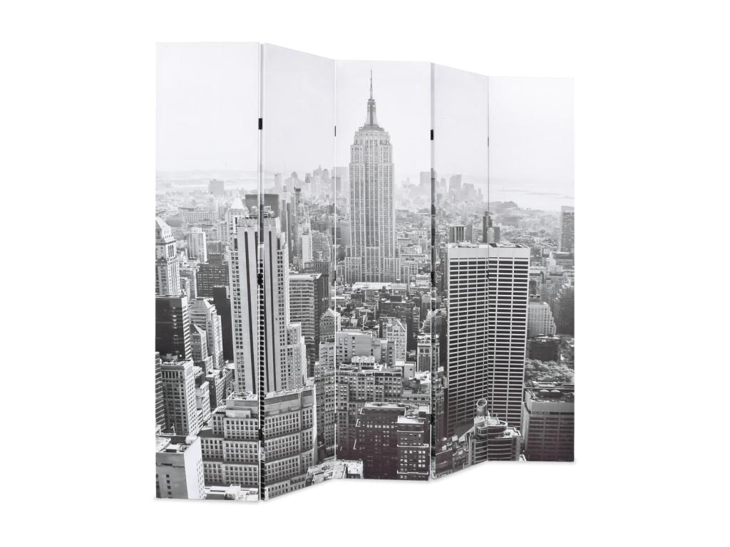 Tabique plegable 200x170 cm New York Blanco y negro