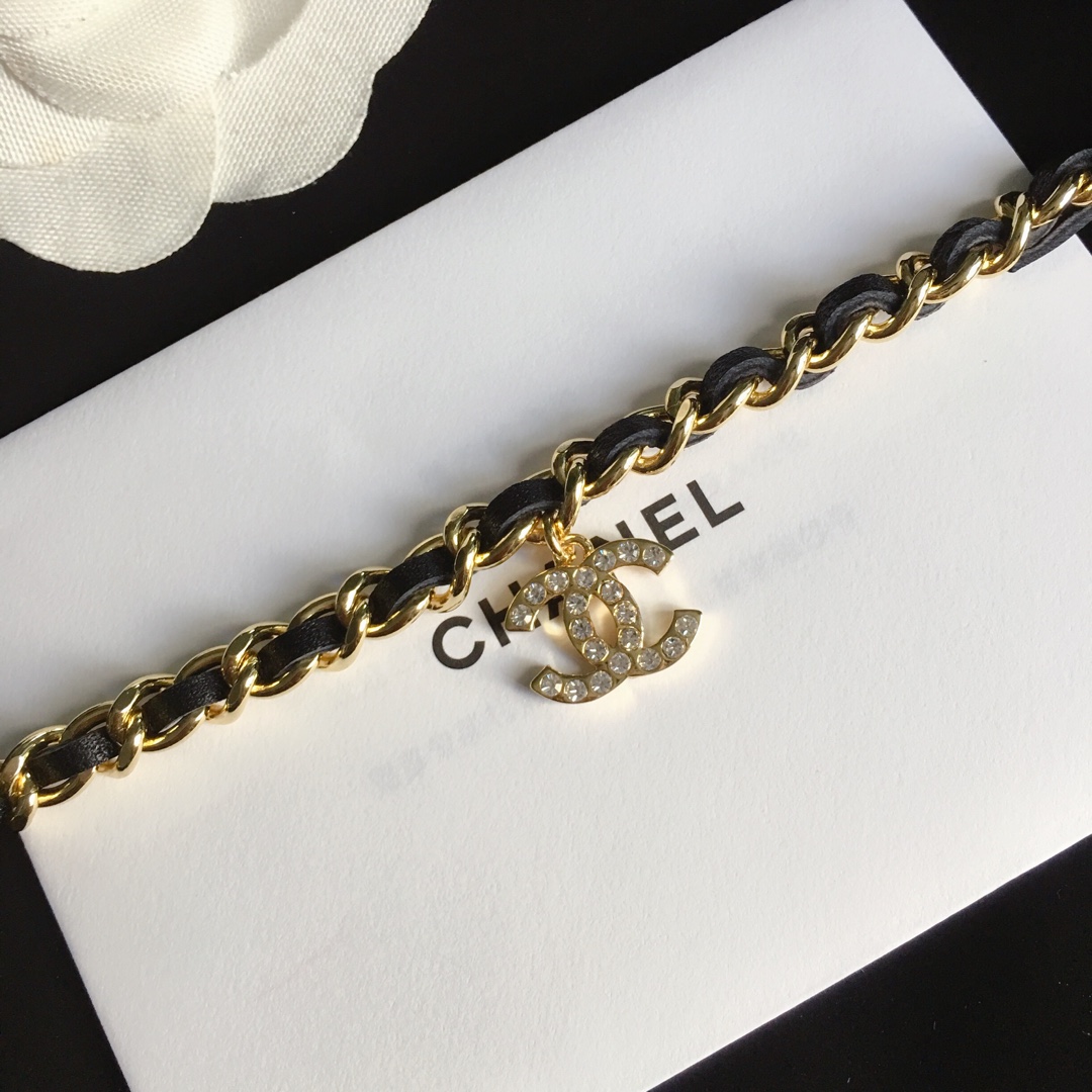 Chanel Leather Woven O Chain Bracelet Choker Necklace - Original Replica Club