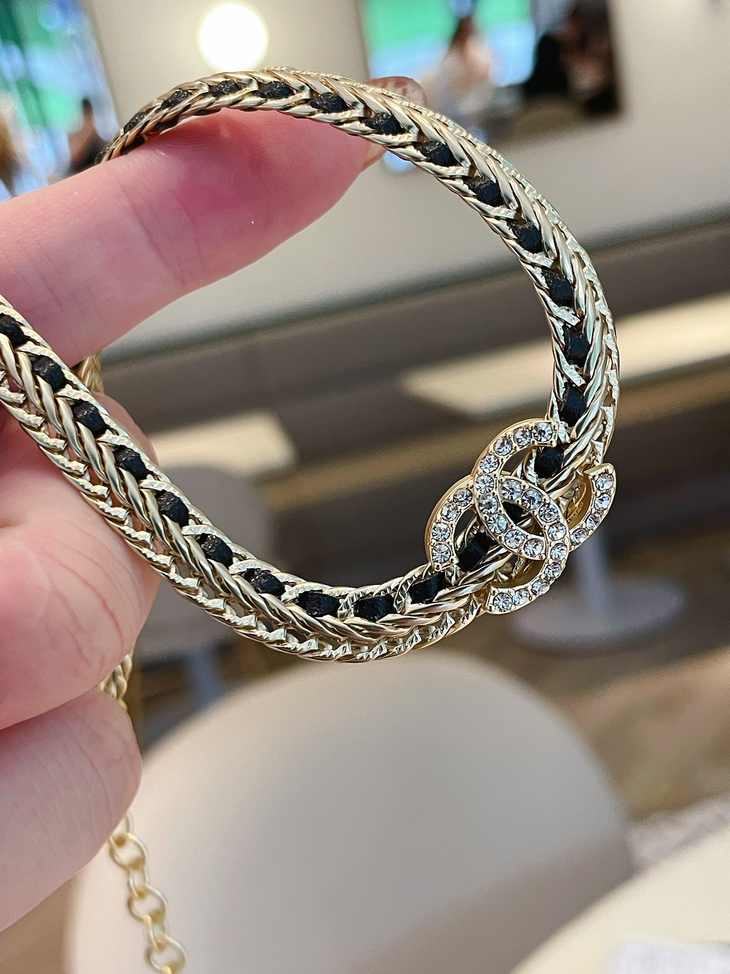 Chanel Leather and Chain CC Choker Necklace - Original Replica Club
