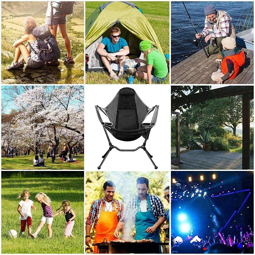 VEANERWOOD Folding Rocking Camping Chair With Pocket, Steel, 330lbs Capacity - Image 8 VEANERWOOD Folding Rocking Camping Chair With Pocket, Steel, 330lbs Capacity - Image 8