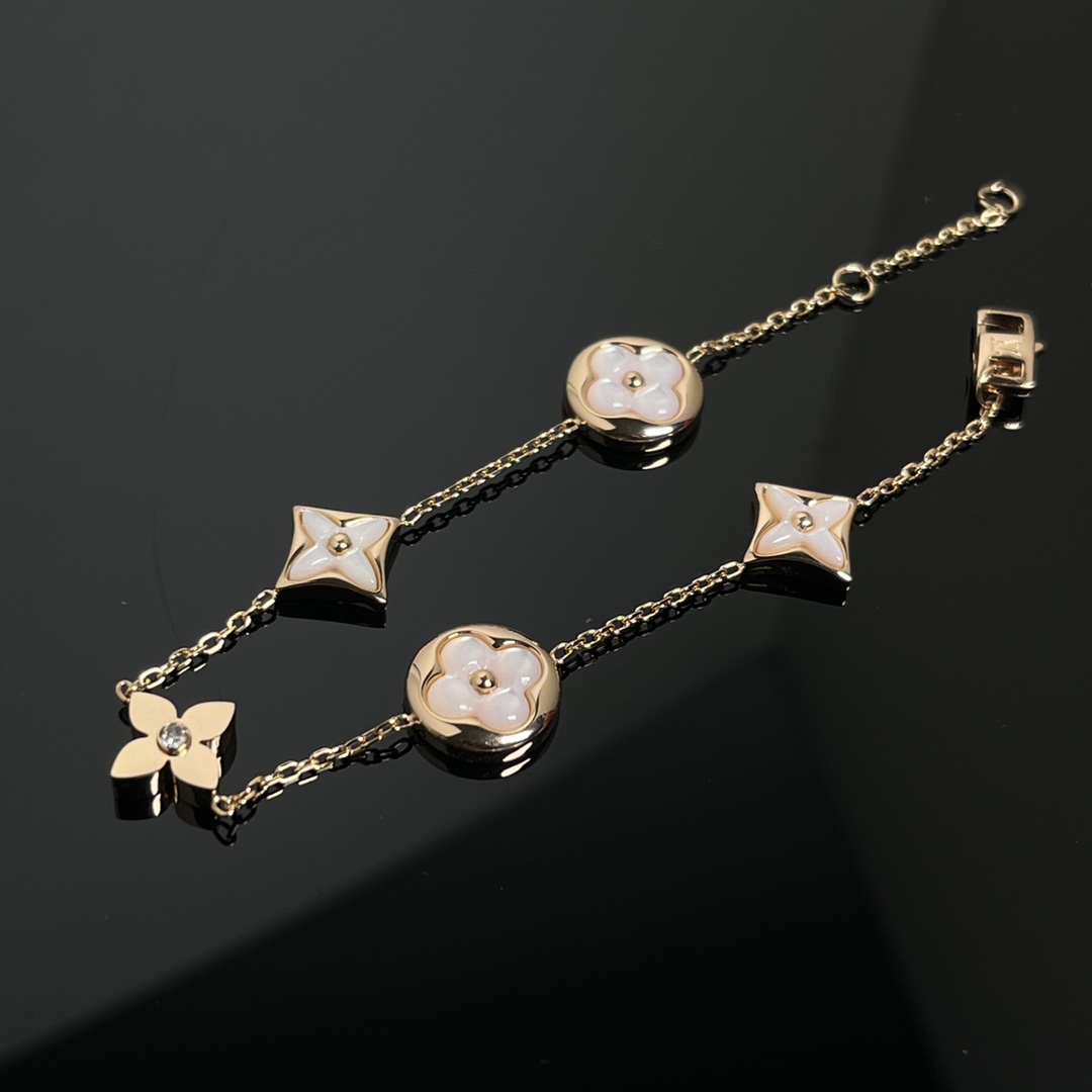 Louis Vuitton White Mother of Pearl Star Sun Blossom 5 Motifs Bracelet - Original Replica Club