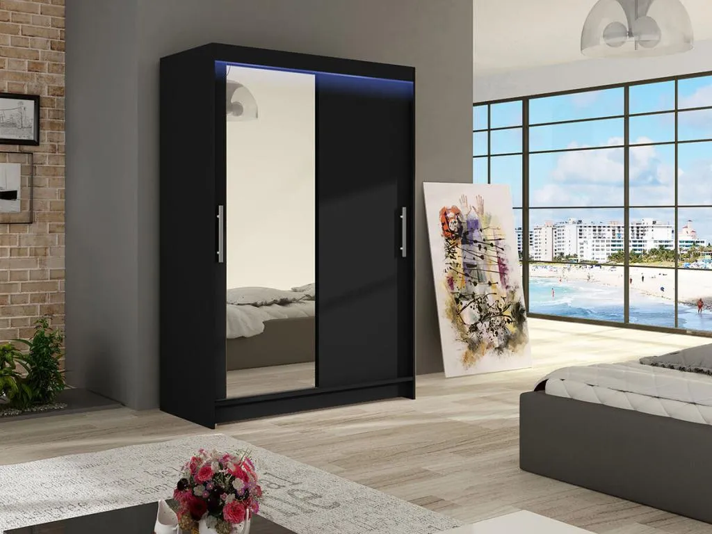Armario Luxmbls 128 Negro 200x120x58cm Puertas de armario - Correderas OZZH97857