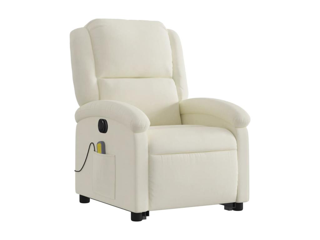 Sillón reclinable de masaje eléctrico elevable terciopelo crema