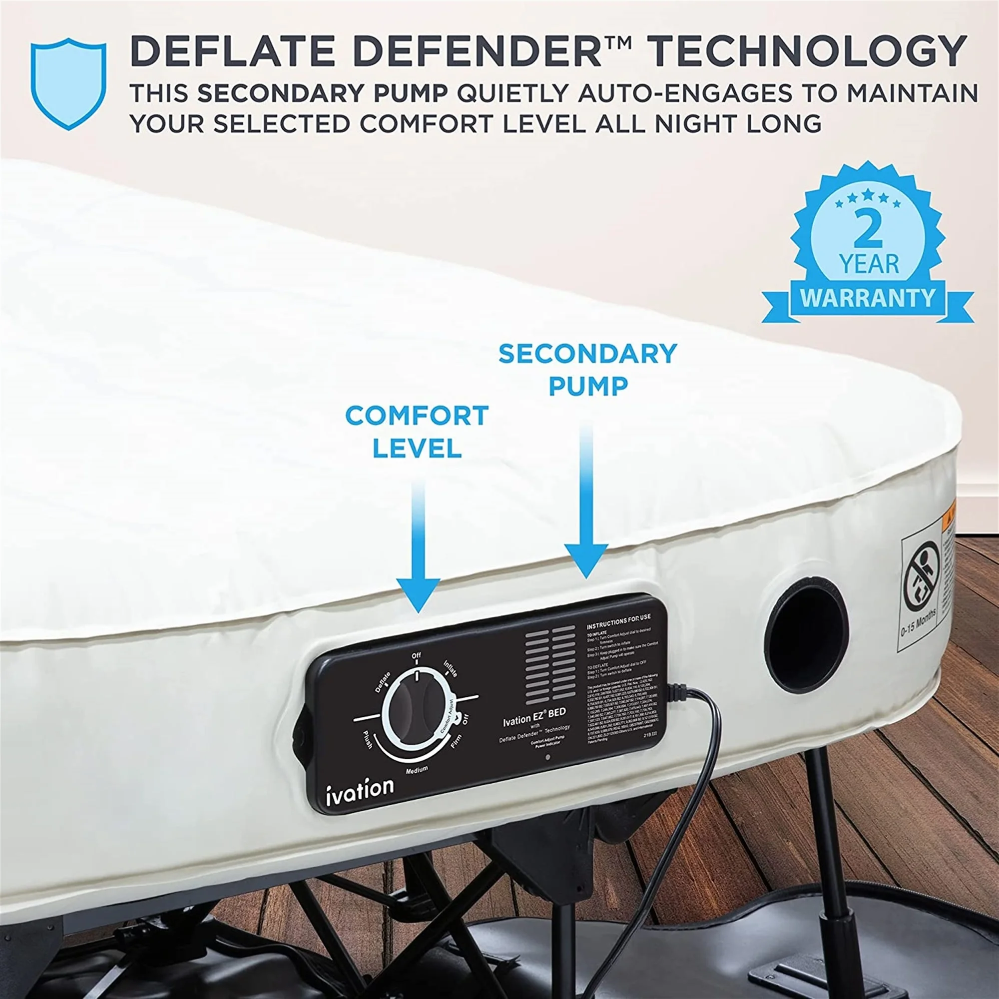 Ivation EZ-Bed 10 in Portable Air Beds with Built-in Pump, Full - Image 15
