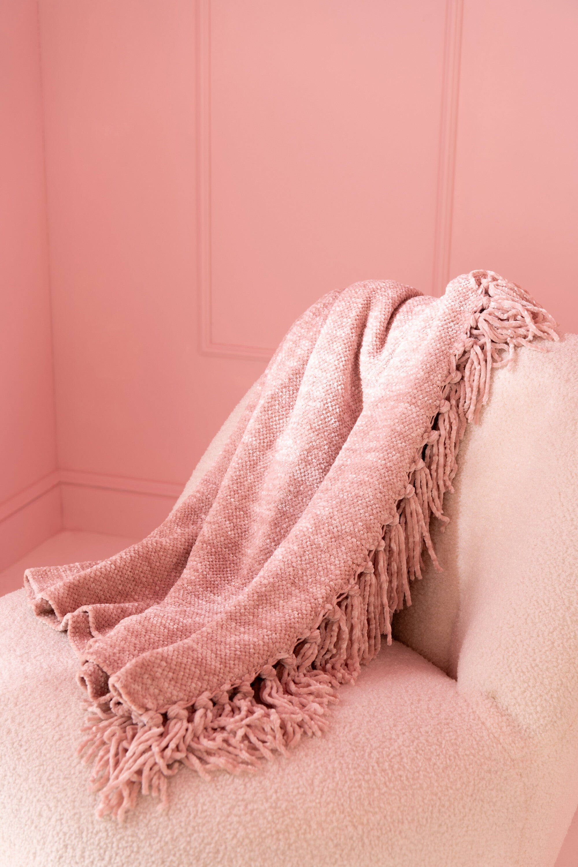 J-Line deken Chenille - polyester - roze