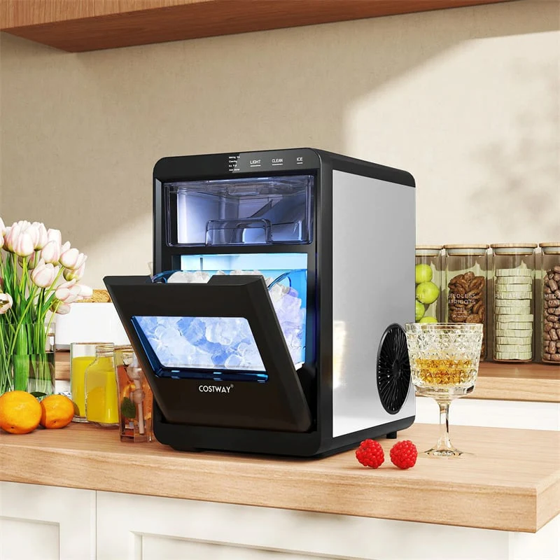 Eletriclife Countertop Nugget Ice Maker 44LBS/24H Soft Chewable Ice Machine with Self-Cleaning for Home Bar