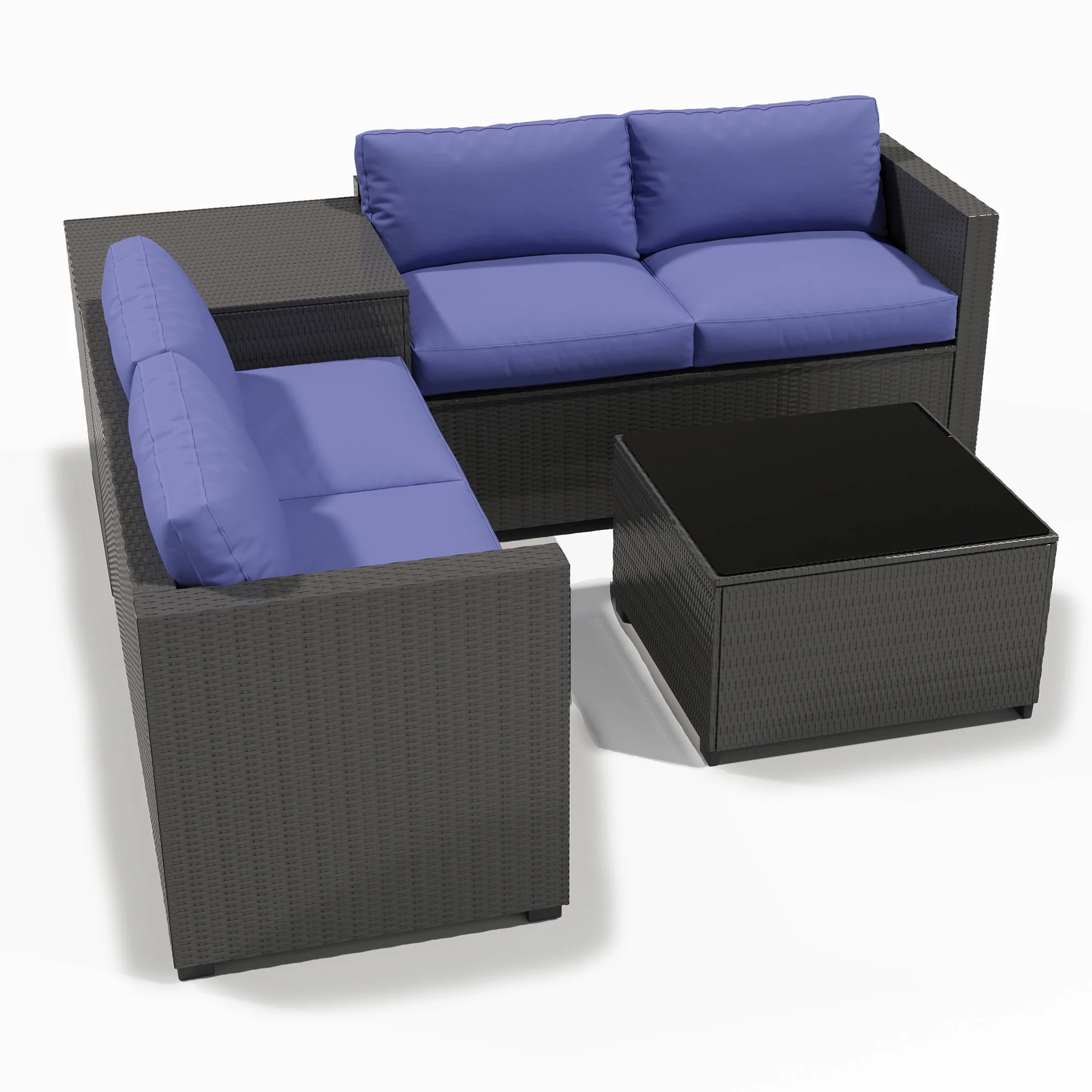 Ainfox 7 Pcs Outdoor Patio Furniture Sofa Set on Sale, Grey Rattan Grey Cushion