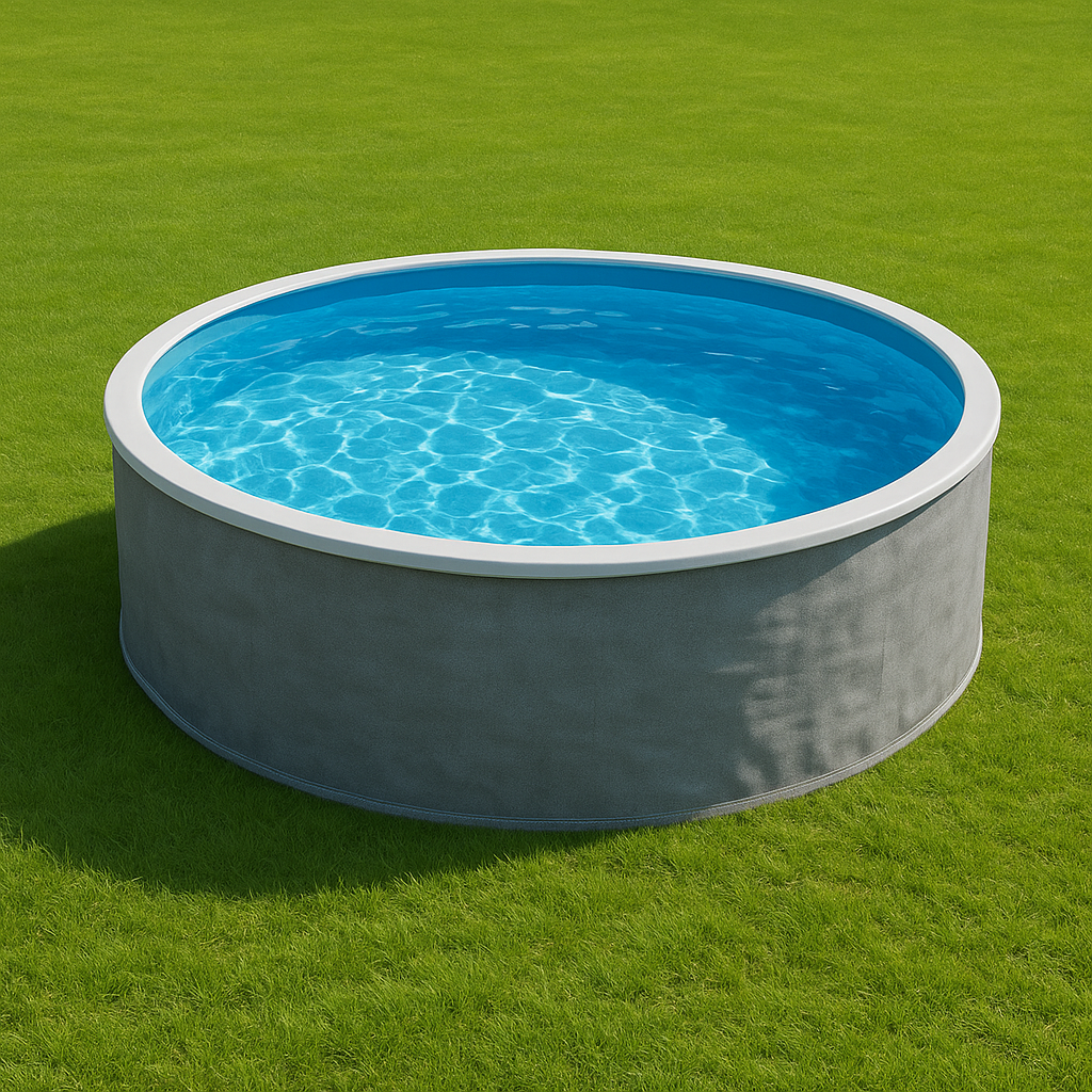 Piscina tubular redonda Redonda Sí Piscina Tubular PVC, Acero Jardín, Exterior Gris claro 457x107 cm