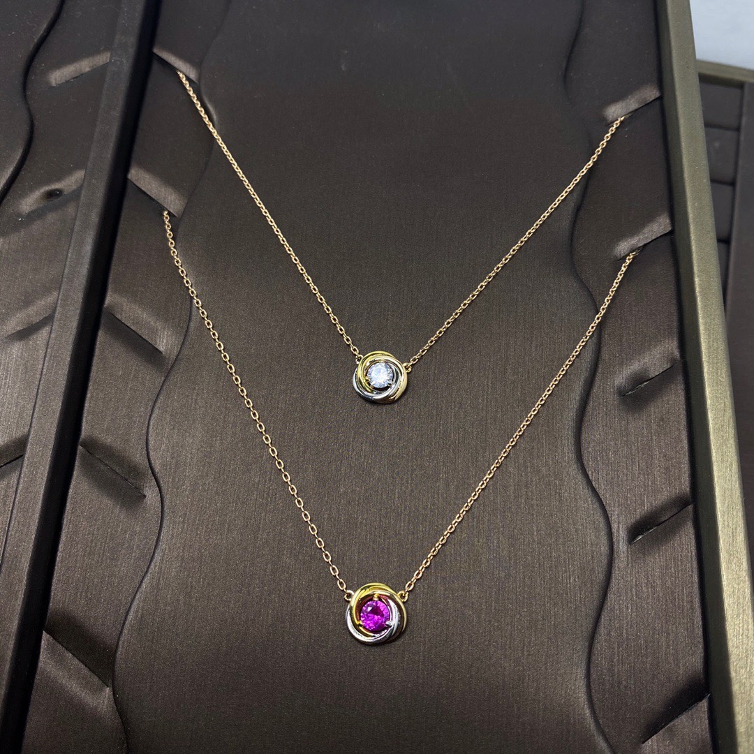 Cartier Trinity Diamond Paved Stud Earrings Necklace - Original Replica Club