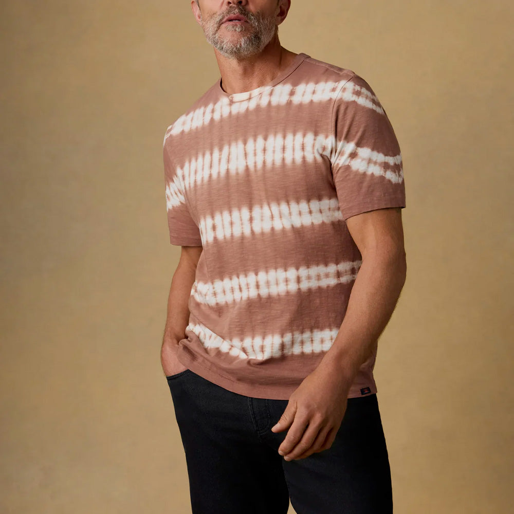 Faherty - T shirt Sunwashed - Rouge Tie dye