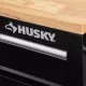 62 IN. W 14-DRAWER, DEEP TOOL CHEST MOBILE WORKBENCH IN GLOSS BLACK WITH SOLID WOOD TOP