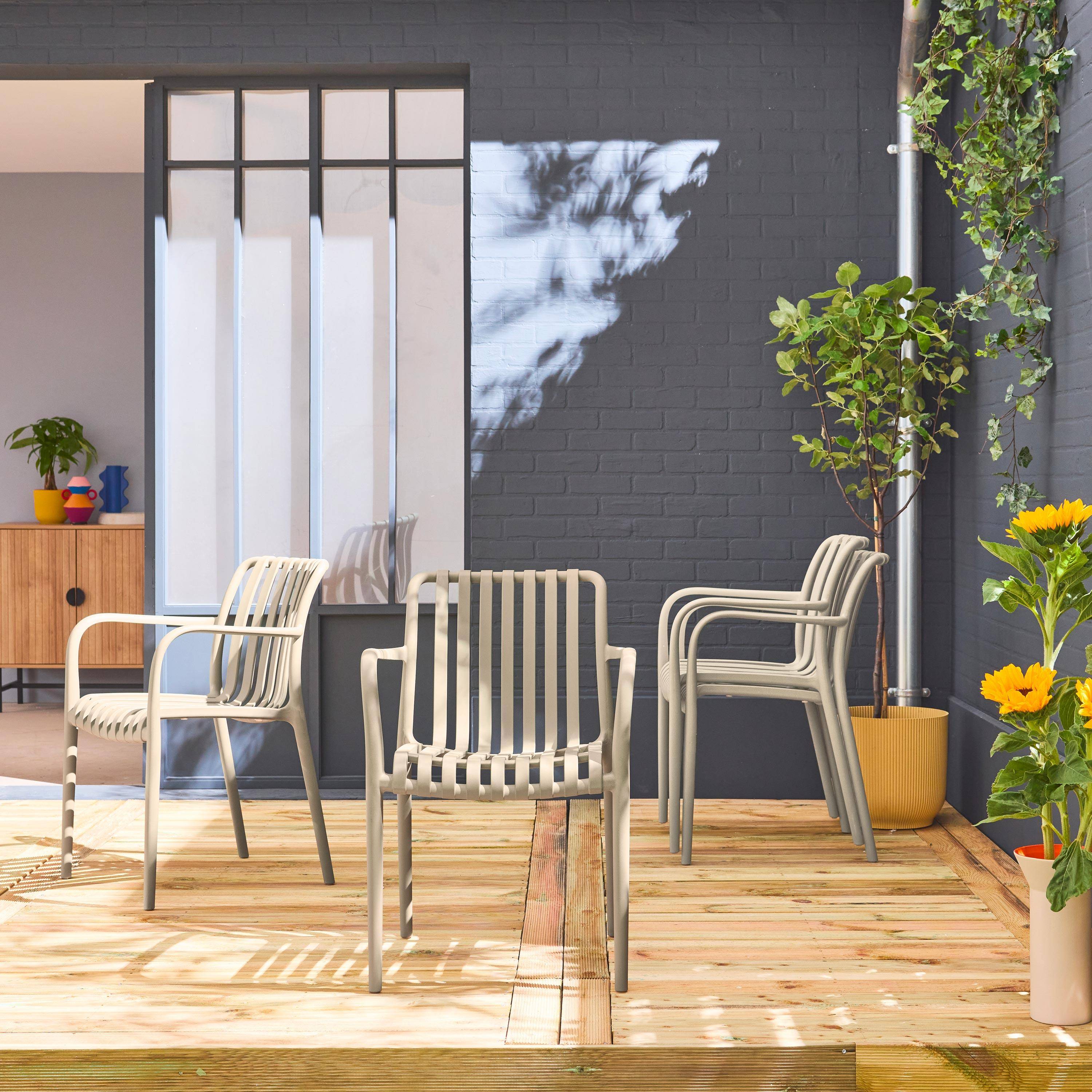 Agathe - Sillón de jardín con diseño lineal, set de 4