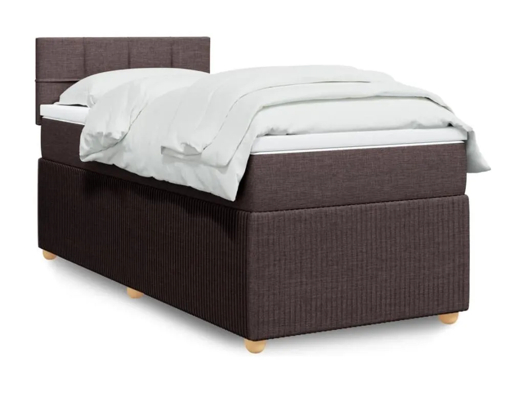 Cama box spring con colchón tela marrón oscuro 100x200 cm txo3519556