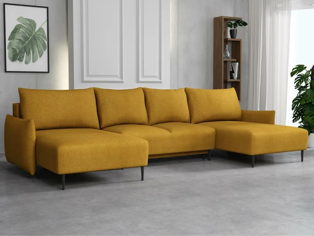 Sofá rinconero Sancaldeco 223 Amarillo Función de descanso Caja de ropa de cama 328cm GQWS46819