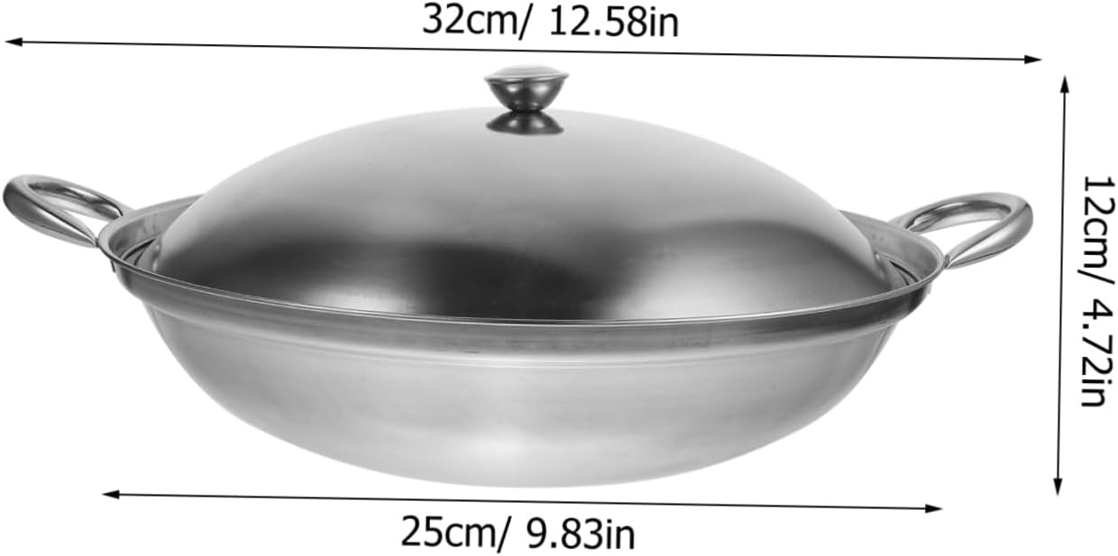 CALLARON Camping Stove Shabu Shabu Hot Pot 27cm Stainless Steel Stovetop Cooking Pot Ramen Cooker Saucepan Japanese Stock Pot with Handle and Lid Kitchen Cooking Tool Wok