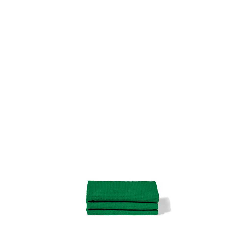 Serviette de bain invité en lin - Nid d'abeille - Vert Potager