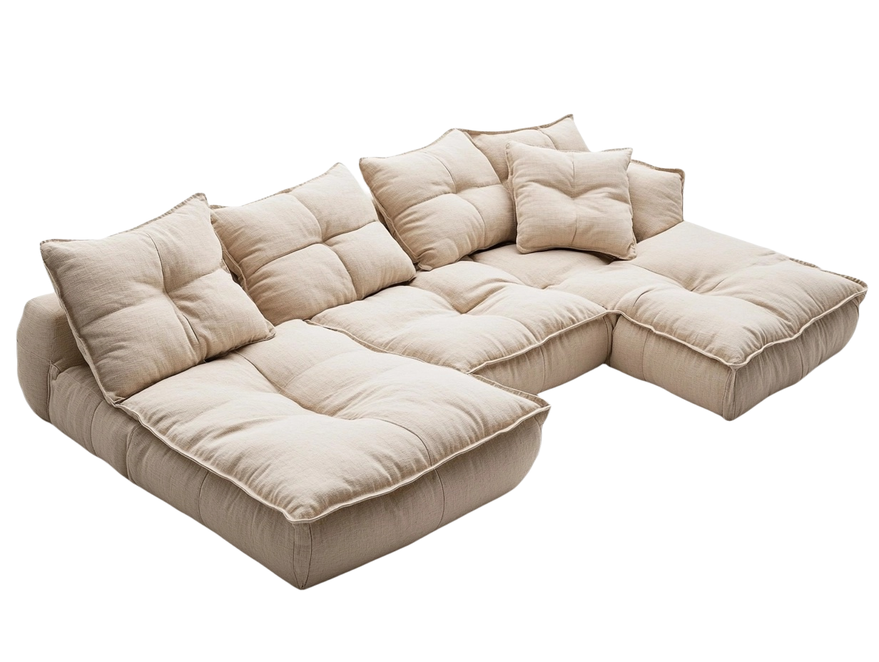Sofá Esquinero de Tela Beig 300x200cm Ideal para Salones Modernos y Acogedores hz5767034
