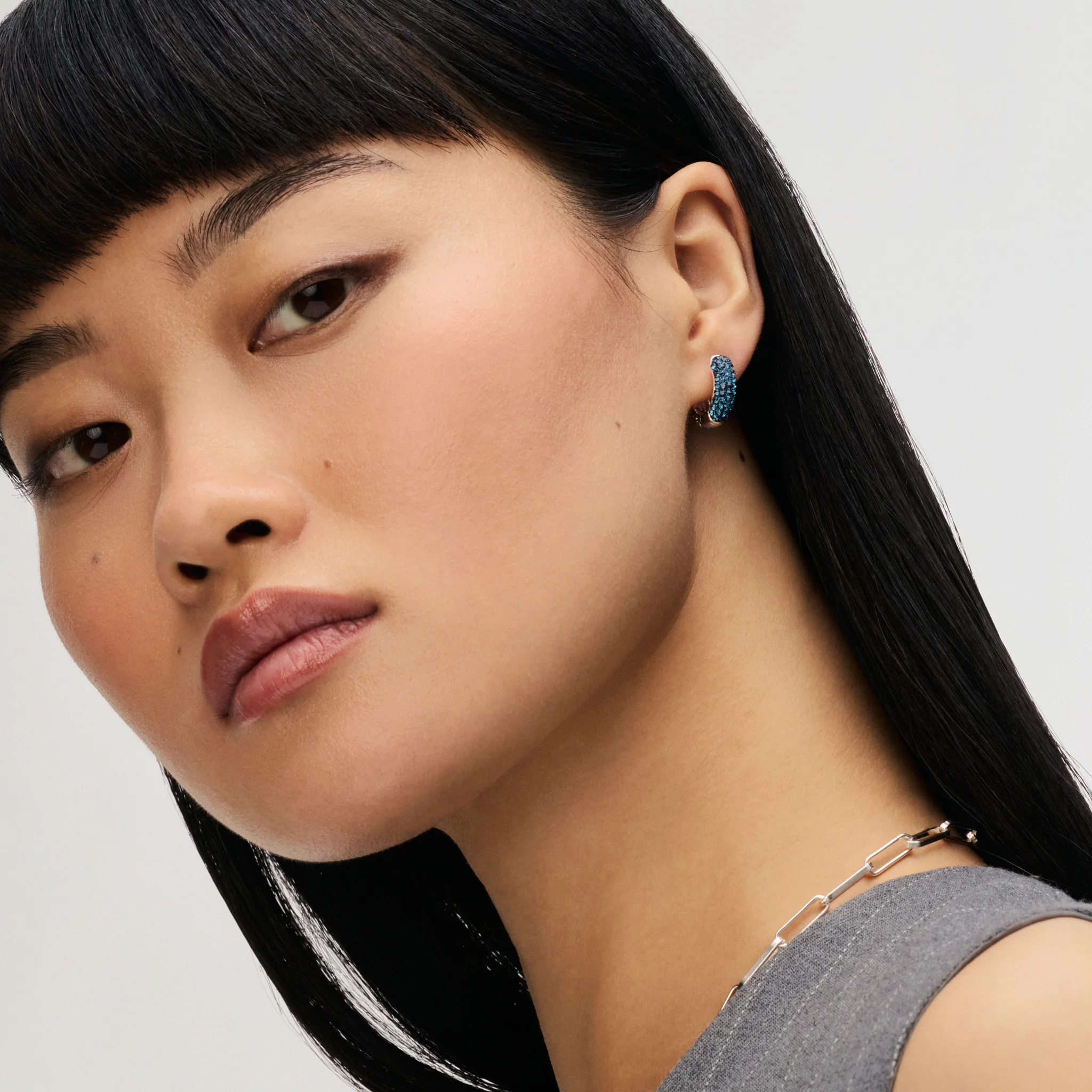 Small Two-Tone Reversible Sparkle Hoop Earrings