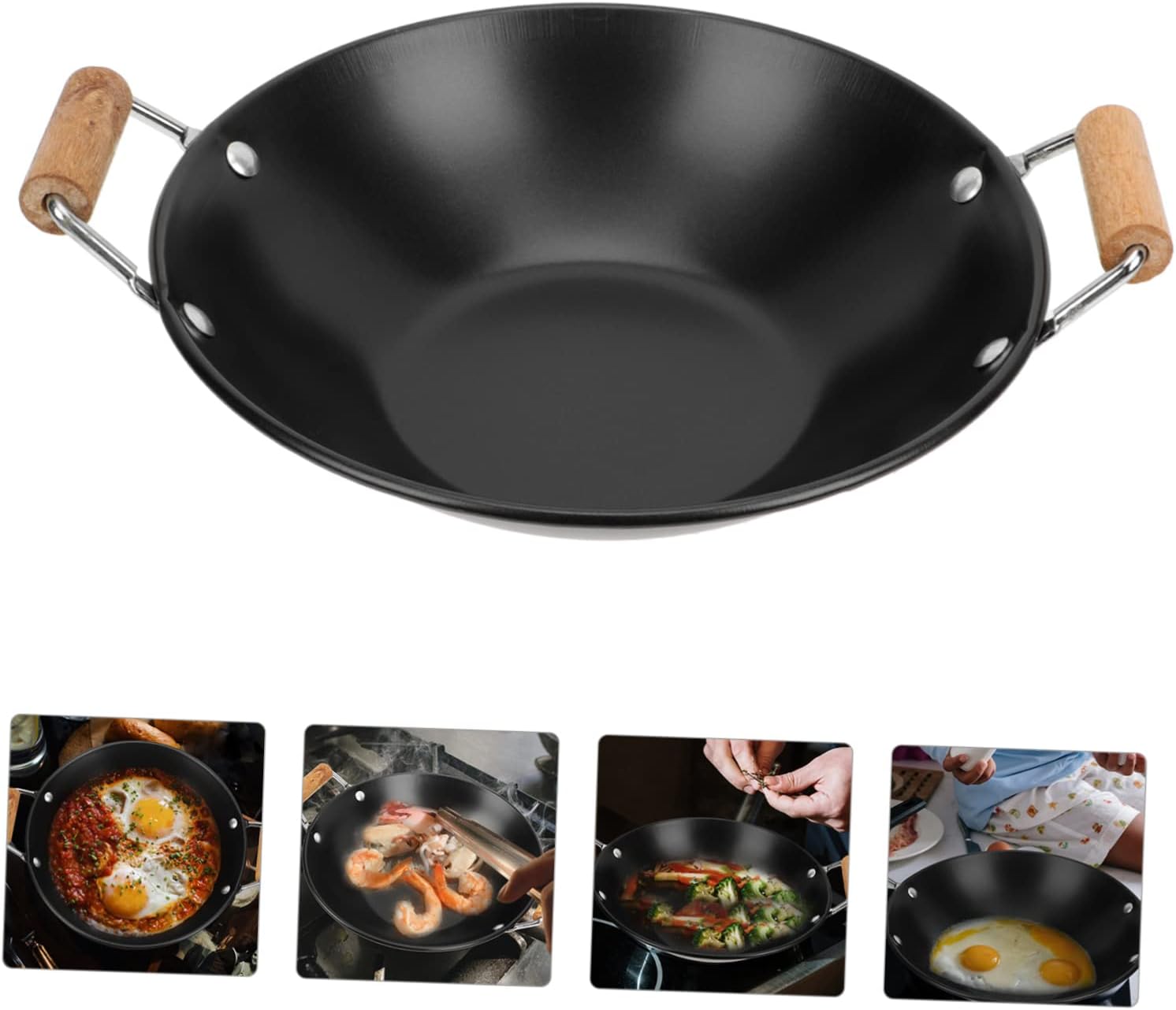 MAGICLULU Stainless Steel Griddle Nonstick Grill Pan Camping Skillet Steak Cooker Nonstick Pan with Lid Noodle Omelet Paella Pan Japanese Small Stoves Wok Metal Individual