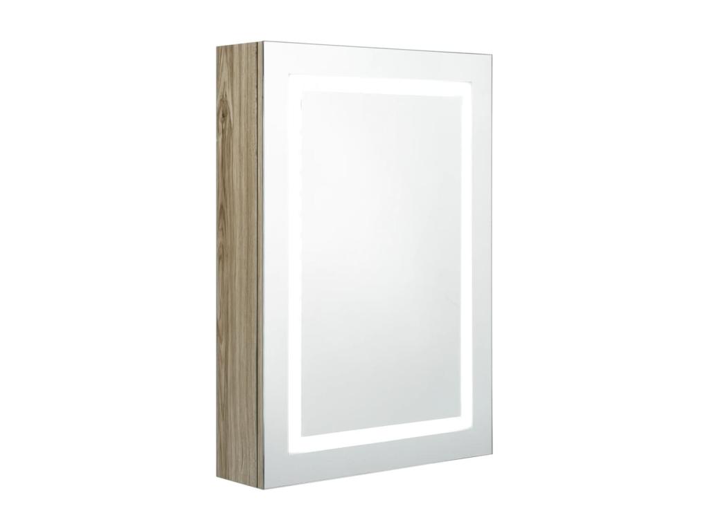 Armario de baño con espejo y LED color roble 50x13x70 cm