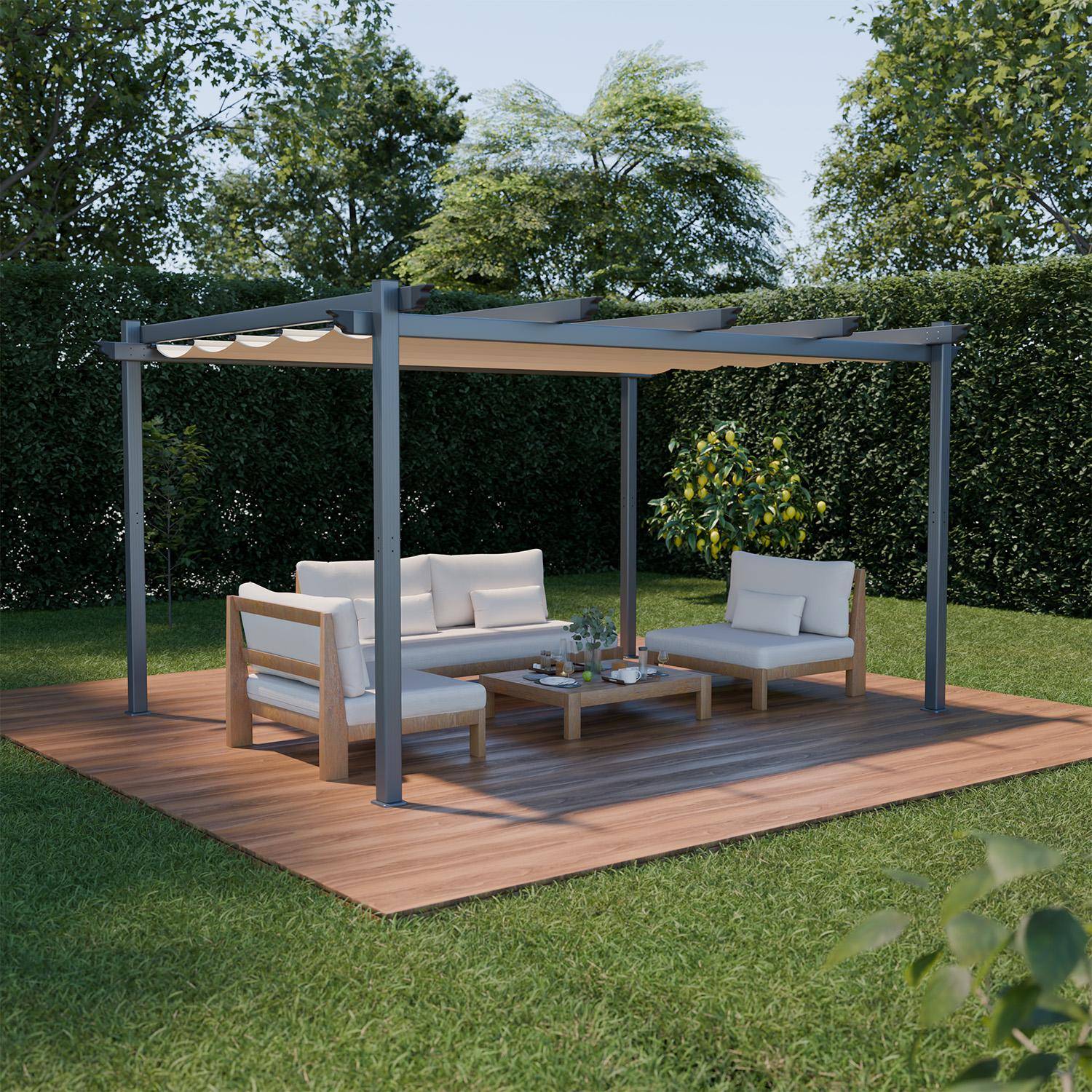 Isla - Pérgola 3x4m de aluminio con cubierta corredera