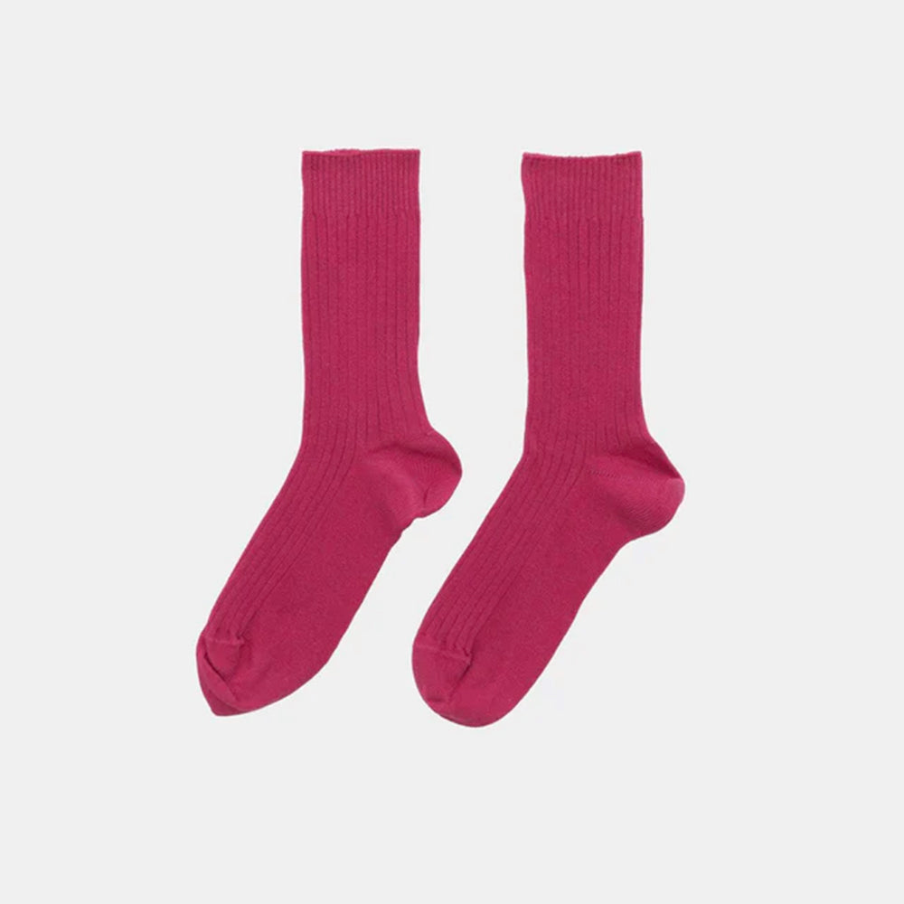 Baserange - Chaussettes Mi-Hautes Côtelées - Rose Ovid