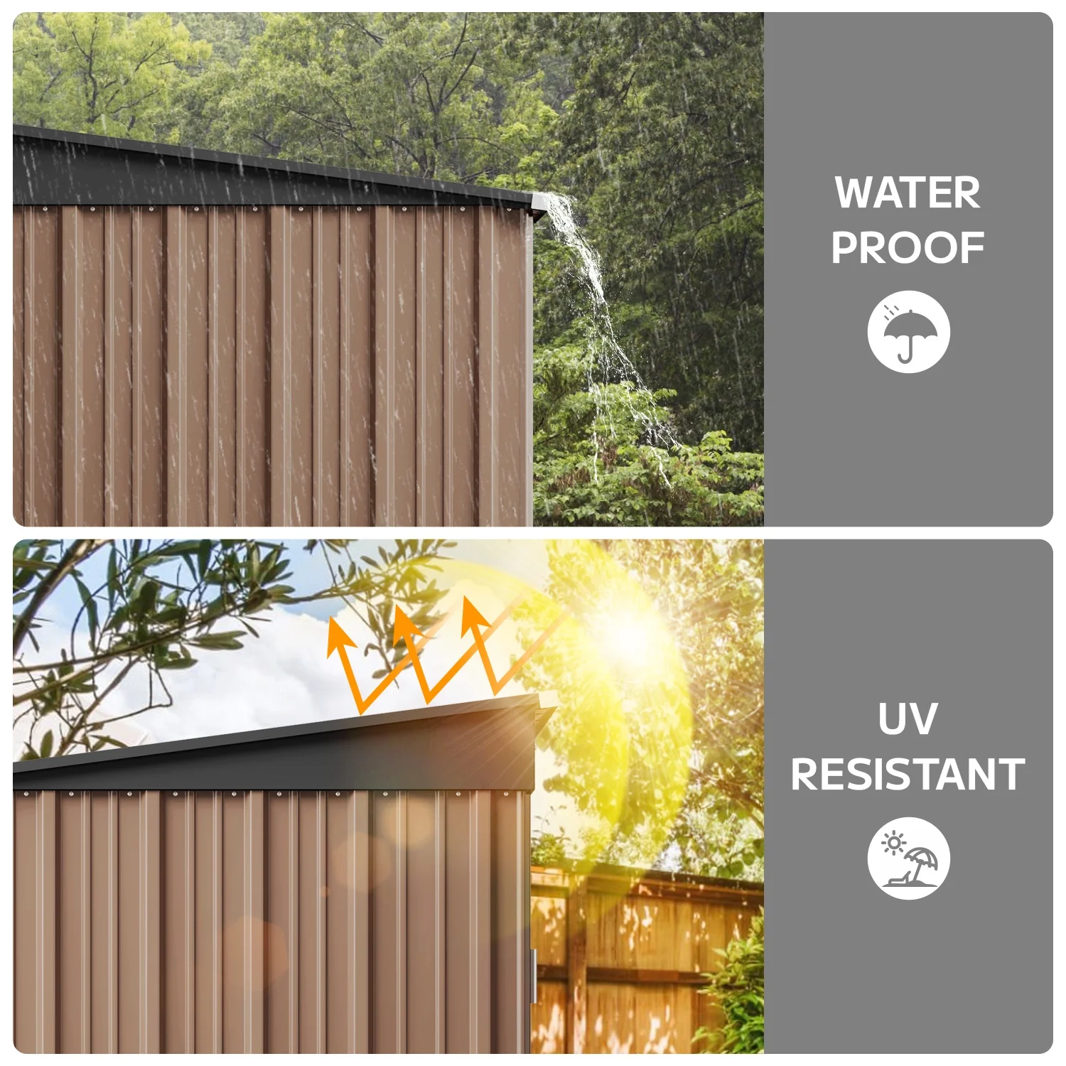 5'x3' Outdoor Storage Shed, Asofer Shed and Outdoor Storage Clearance, Weatherproof Tool Shed, Brown - Image 27