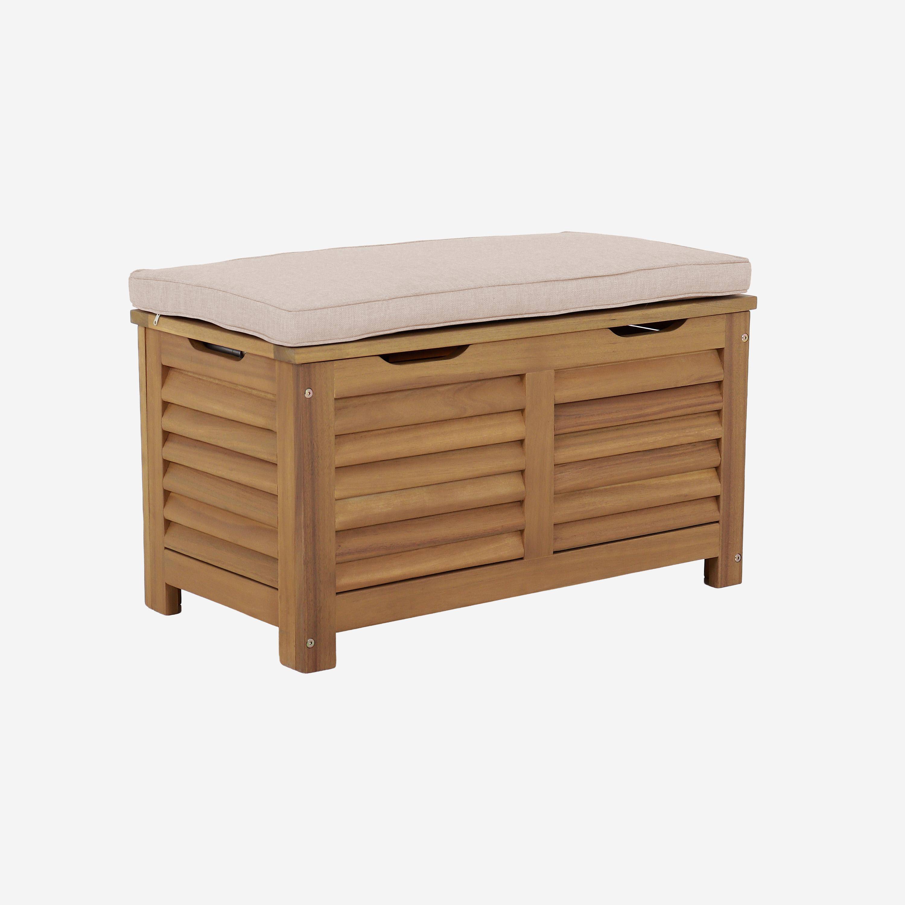 Zafra - Baúl de jardín en madera de acacia, 63L