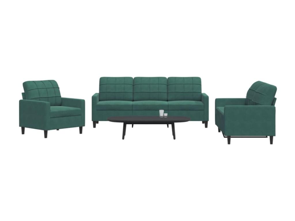 Juego de sofás con cojines 3 piezas Joliven verde oscuro