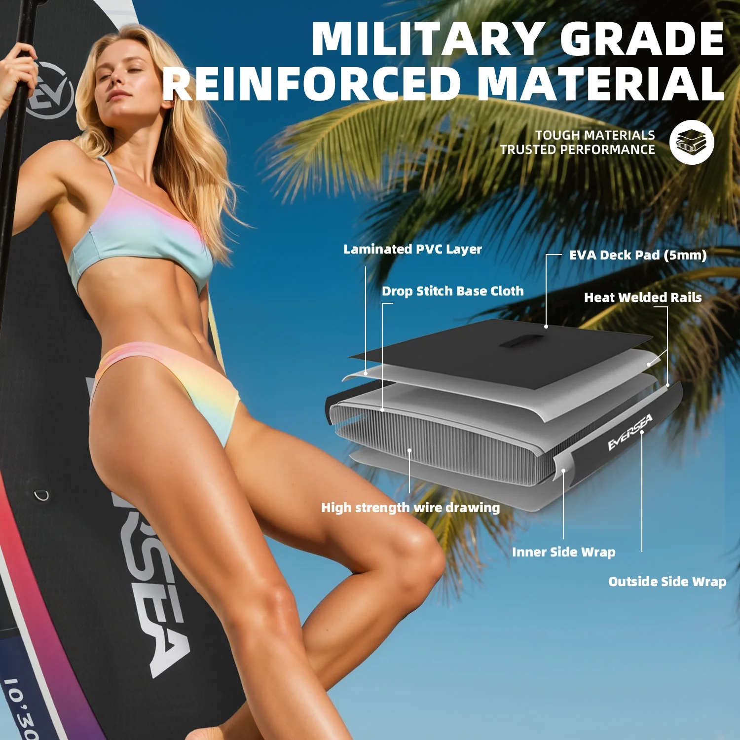 MSEASFREE 10' Inflatable Stand up Paddle Board,with Premium SUP Paddle Board Accessories,Non-Slip Comfort Deck for Youth & Adults - Image 10