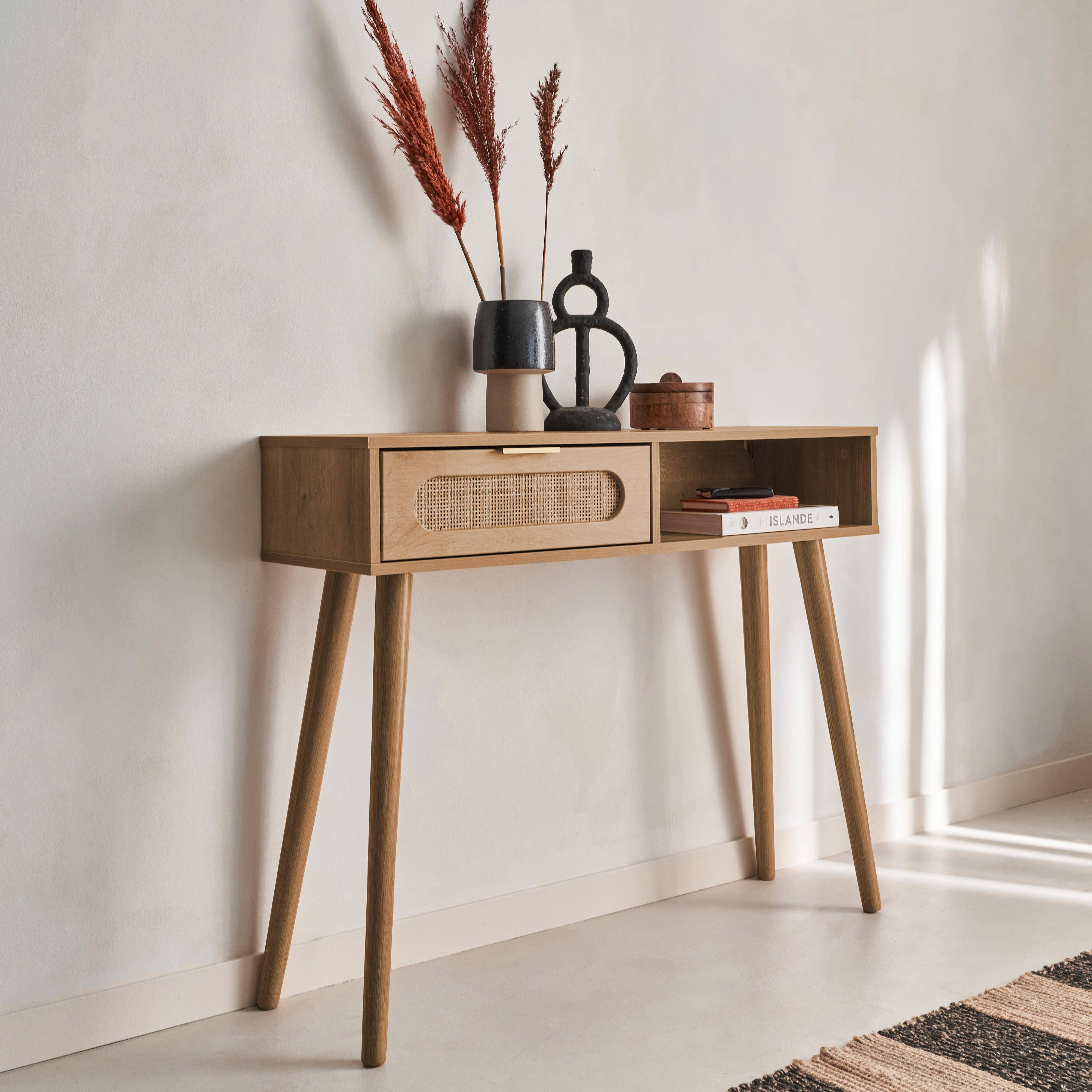 Eva - Consola estilo escandinavo con efecto madera, 100cm