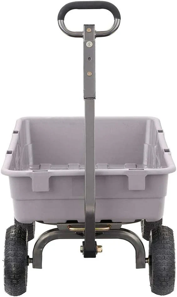 Heavy Duty Poly Utility Dump Wagon Garden Cart w/Pneumatic Tires, 6 Cu Ft - 1200 lb Capacity Outdoor Wheelbarrow for Yard, Landscaping & Gardening, Lawn Tractor or ATV Towable-Gorilla Carts