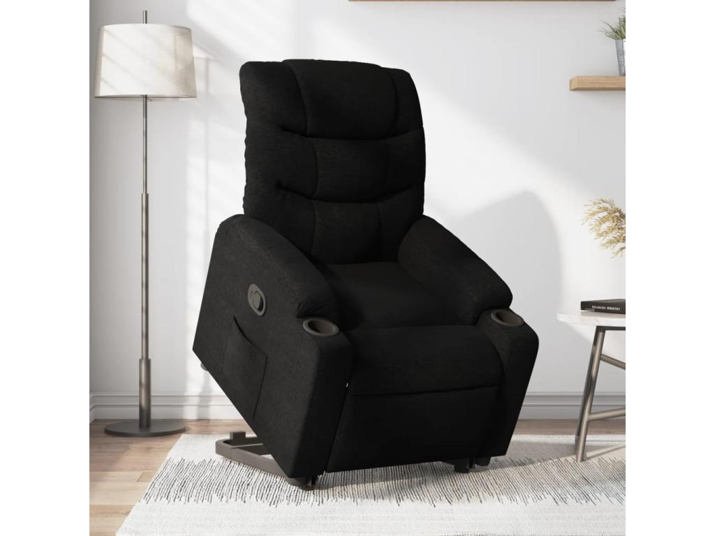 Sillón eléctrico reclinable elevable de tela negro