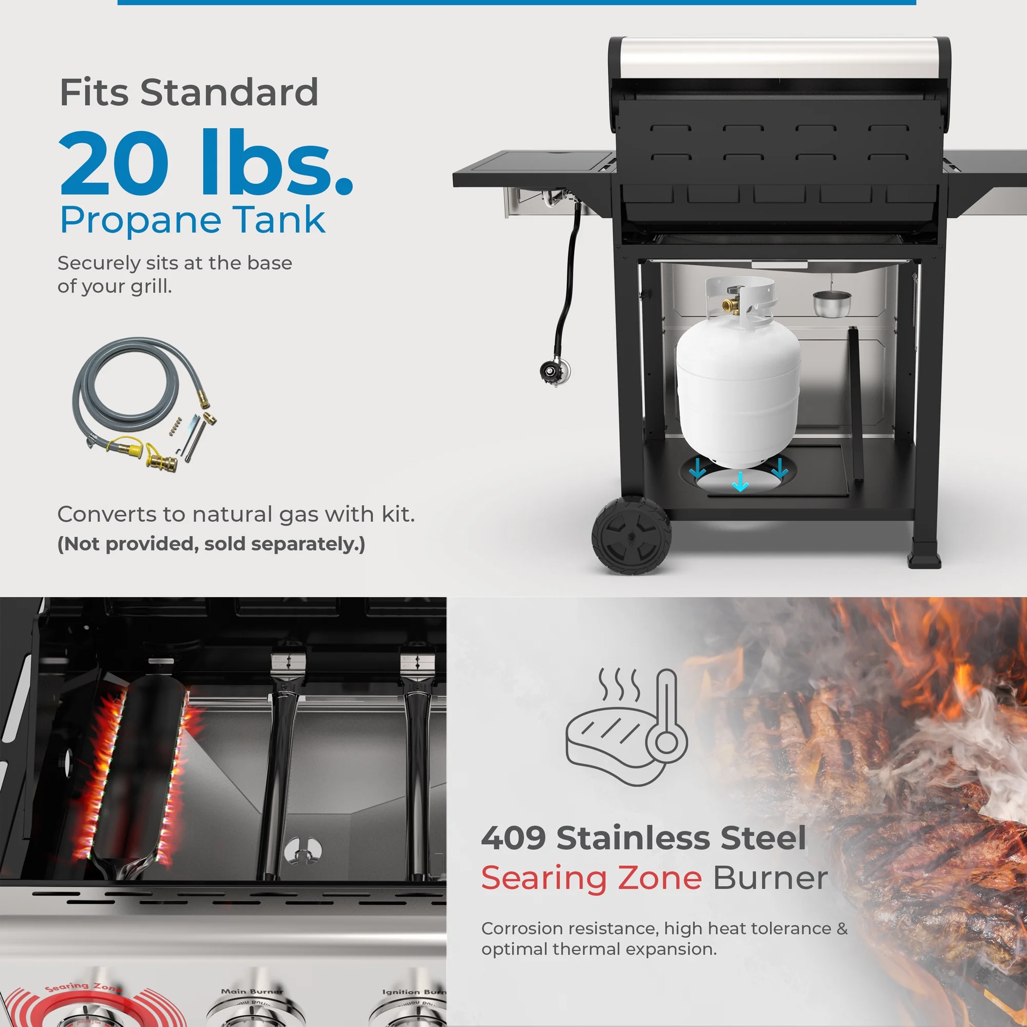 Kenmore BBQ Propane Gas Grill - 5 Burners with Side Burner & Searing Zone, 644 Sq. In. Stainless Steel Grill, 66,000 BTU, Ideal for Outdoor Cooking, Patio & Backyard, Black - Image 39