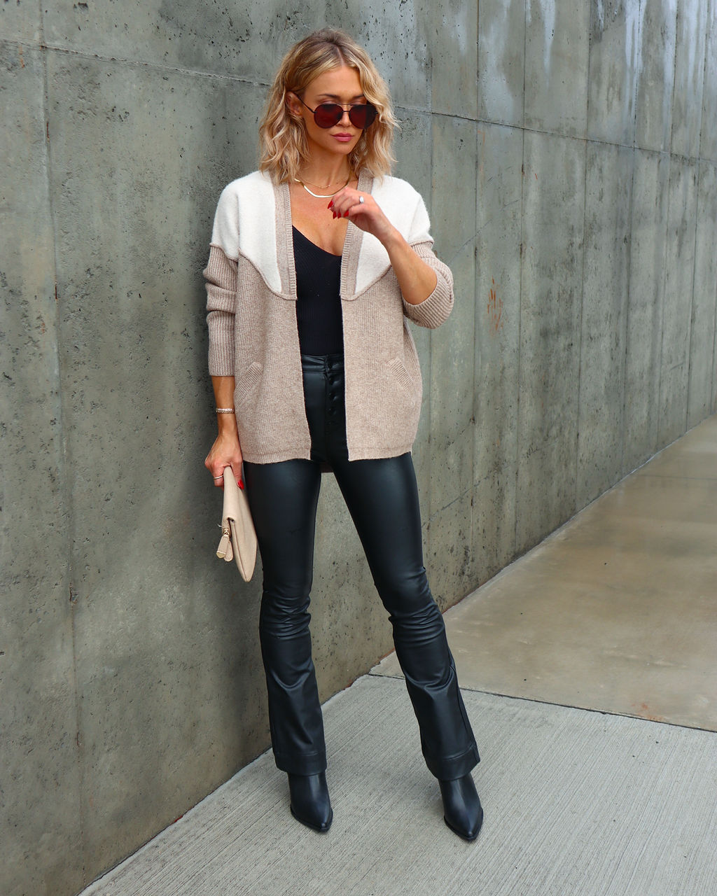 Gaby Knit Pocketed Cardigan - Mocha - Se7enfashion