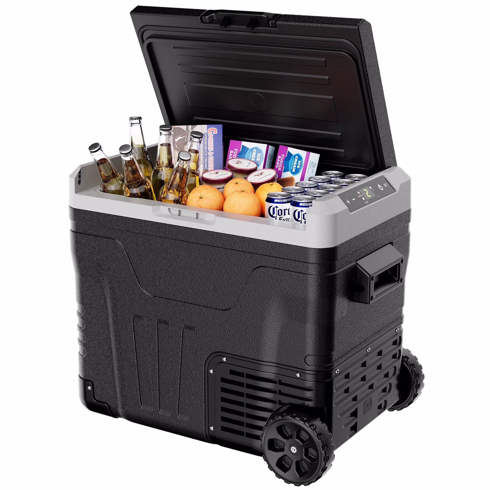 Simzlife 12V Car Refrigerator, 37QT Electric Cooler DC/AC, -4-H~68-H, RV Freezer Fridge Cooler with Wheels & 2 Baskets - Image 3